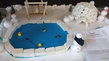 Ice Sculpture with skating pond, igloo and bridge