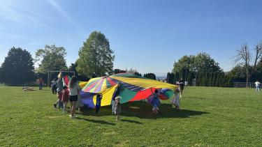 Parachute games on the field