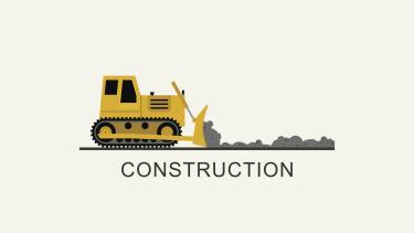 Bulldozer leveling the road