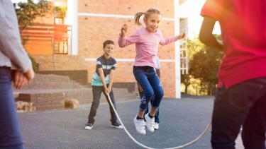 Students playing jump rope