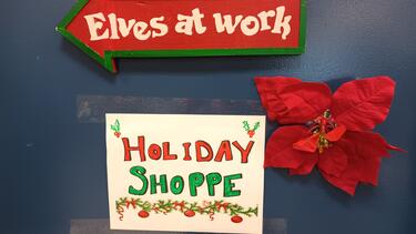 Elves at work - Holiday Shoppe Sign