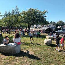 Students at Front of School