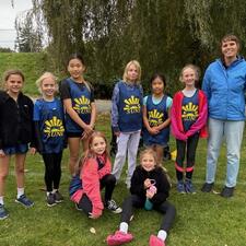 Coach with Girls Cross Country 