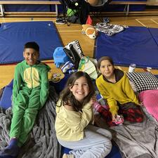 Students on Mats for Movie Night