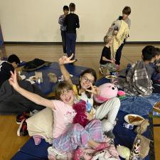 Students on Mats for Movie Night