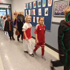 Students in Halloween Parade 