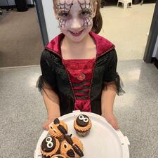 Student with Halloween Treats