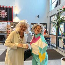 Mme Portas & Ms Kelsey Dressed for 100 Day Celebration