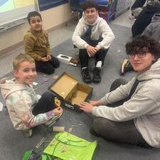 Bateman Buddies Making Leprechaun Traps in Kindergarten