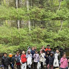 Students picking up garbage