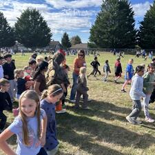 Students on Field for Turkey Trot