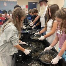 Students panning for gold