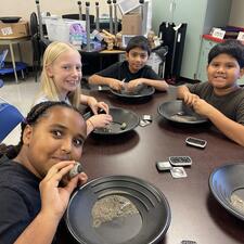 Students panning for gold